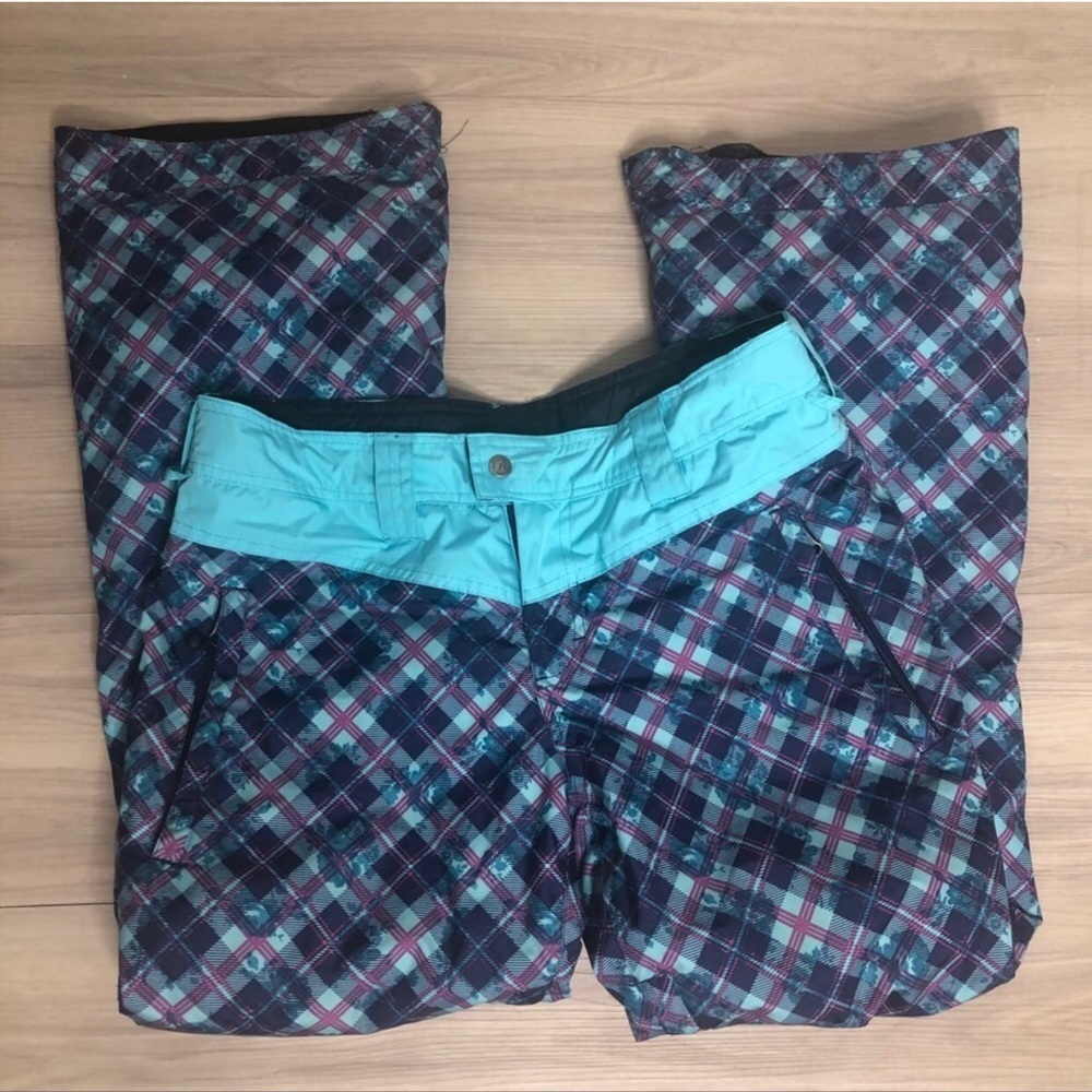 Betty Rides Aqua plaid winter snowboard ski pants size small - Picture 3 of 13